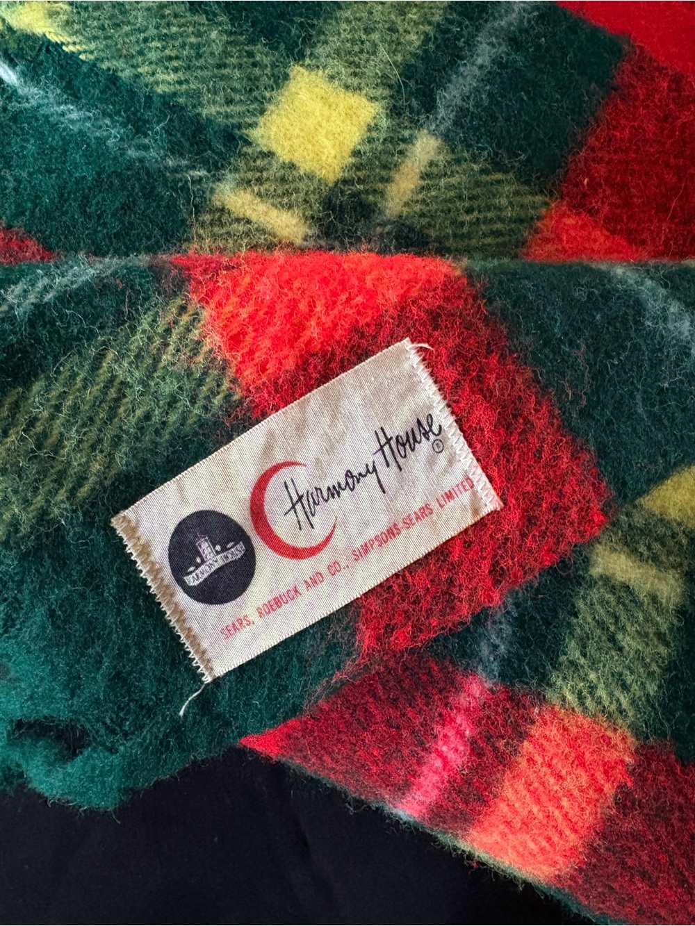 Harmony House Red & Green Plaid Wool Throw